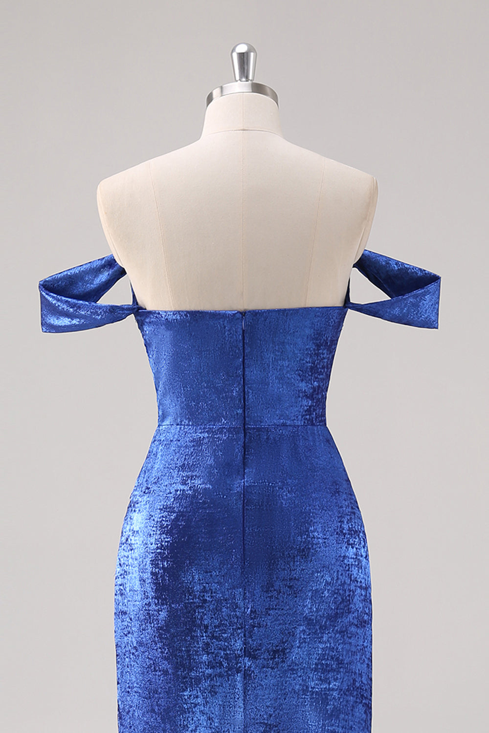 Royal Blue Off The Shoulder Sheath Formal Dress with Detachable Sleeves