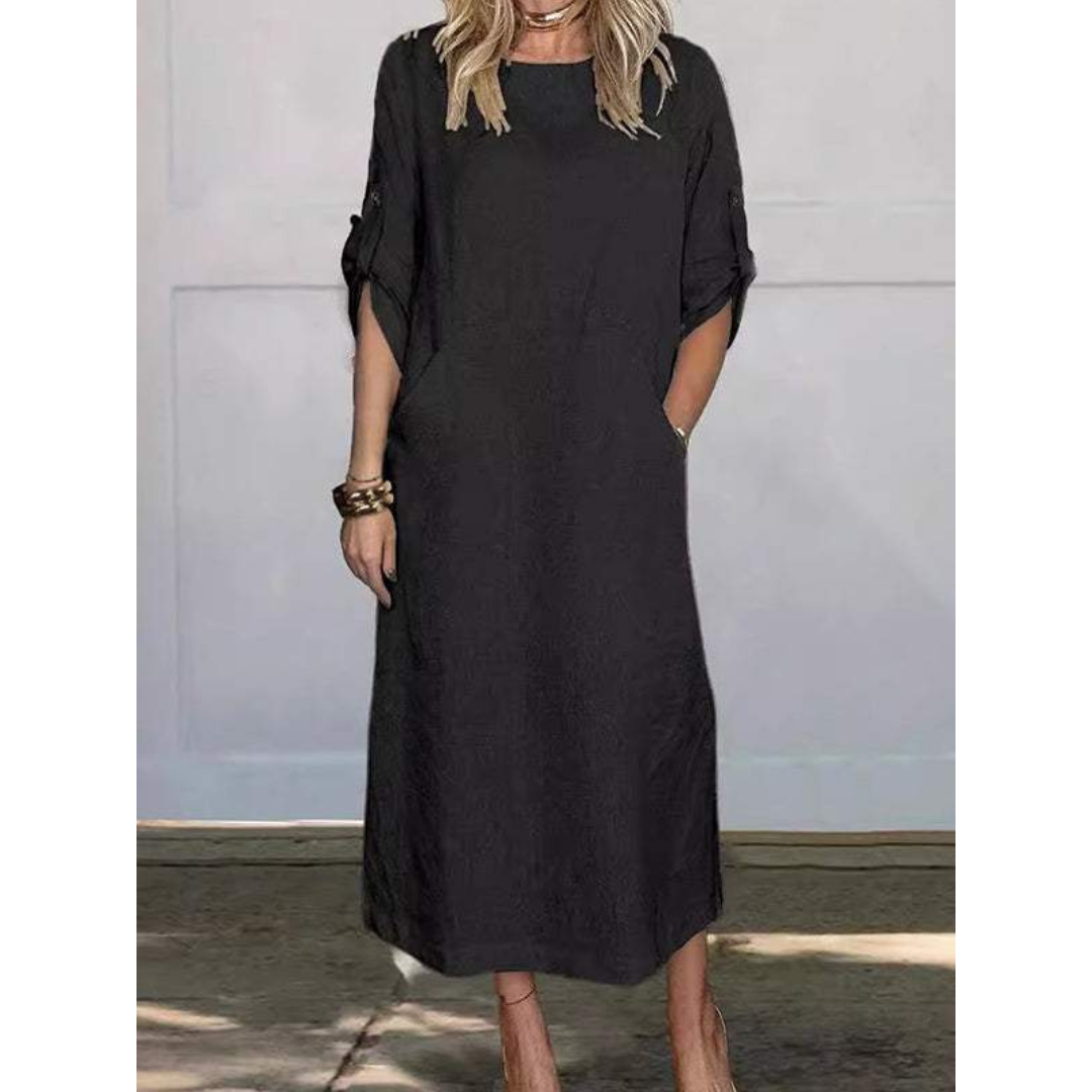 Luxe Selena Loose Midi Dress Elevated Occasion Wear