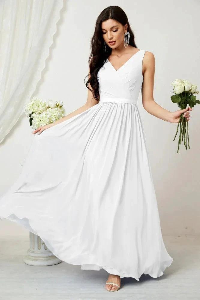 Women's Chiffon Long Bridesmaid Dresses A line Sleeveless Formal Prom Gown for Evening Party Homecoming Dresses 2808 by numbersea