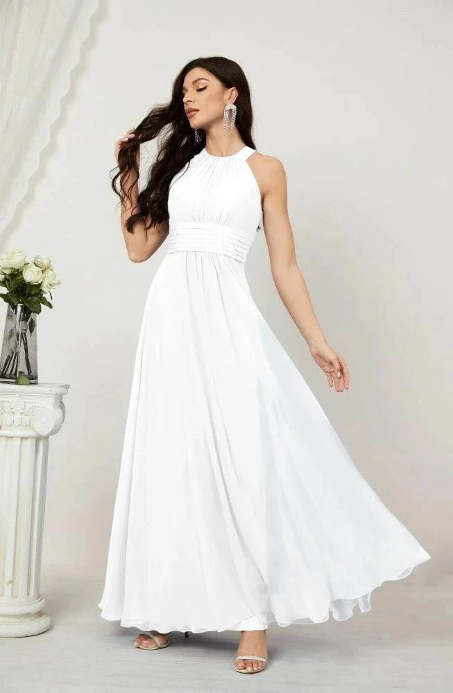 Numbersea Formal Party Gown Dress Chiffon Halter Long Sleeveless Bridesmaid Dresses 2802 by numbersea