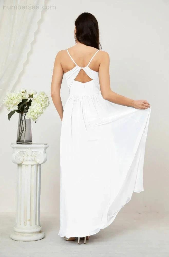 ZapDress Neck Bridesmaid Dresses Chiffon Long Spaghetti A-line Formal Prom Gown for Wedding Party Evening 2801 (ZD16961)