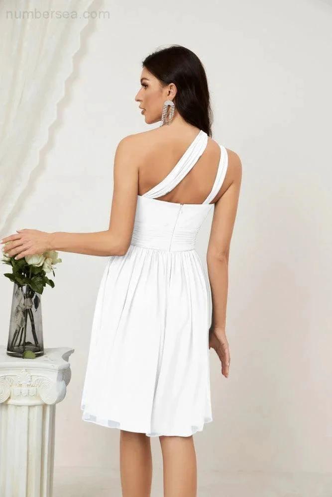 ZapDress Women Chiffon Short One Shoulder Bridesmaid Dress Formal Dresses for Party Homecoming 2804 (ZD16948)