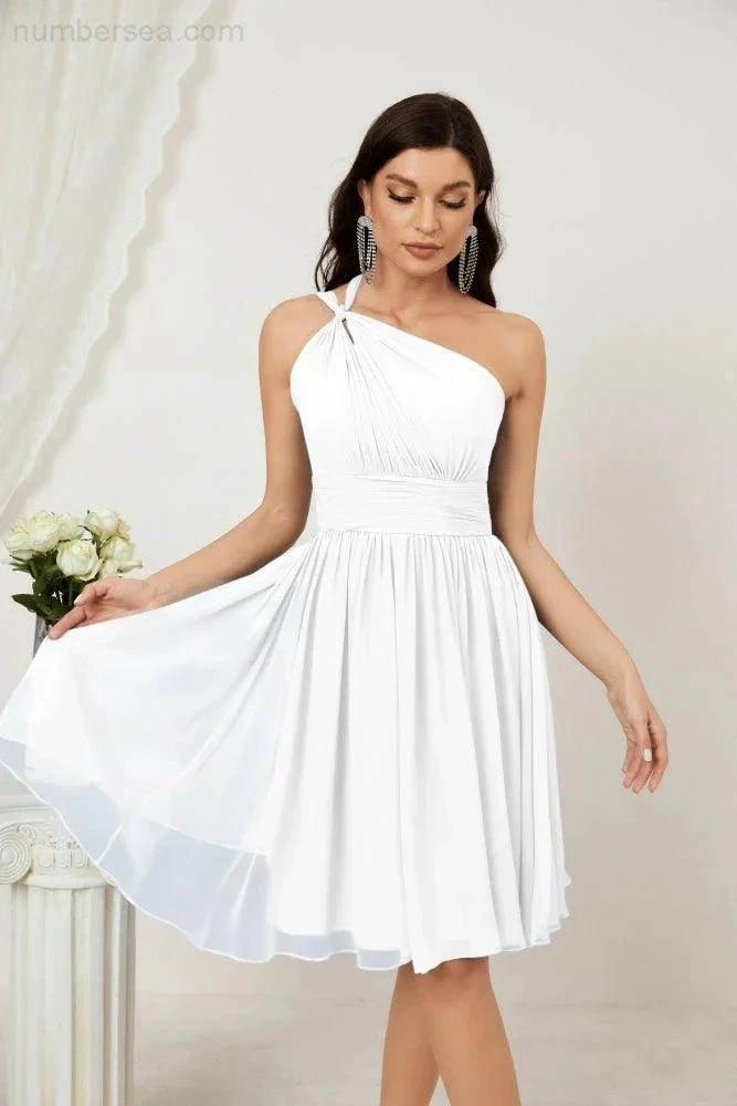 ZapDress Women Chiffon Short One Shoulder Bridesmaid Dress Formal Dresses for Party Homecoming 2804 (ZD16948)