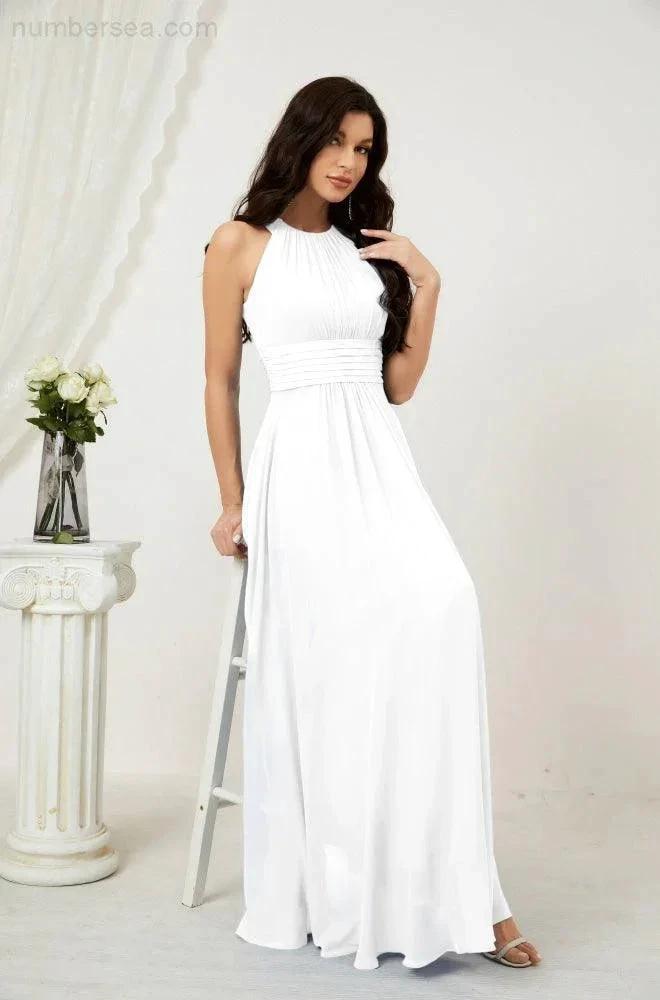 ZapDress Formal Party Gown Dress Chiffon Halter Long Sleeveless Bridesmaid Dresses 2802 (ZD16960)