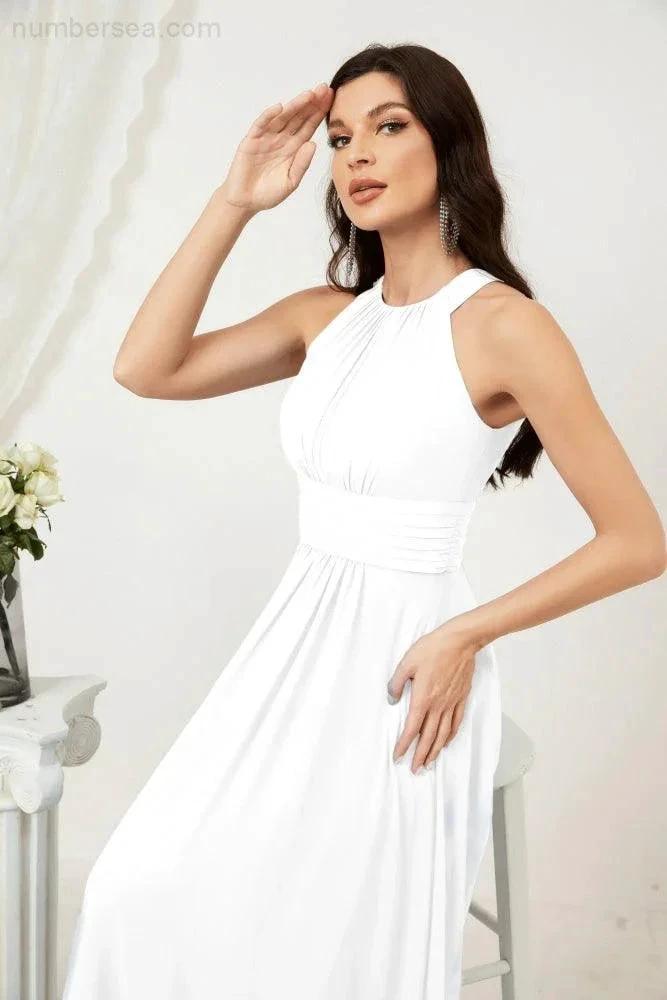 ZapDress Formal Party Gown Dress Chiffon Halter Long Sleeveless Bridesmaid Dresses 2802 (ZD16960)