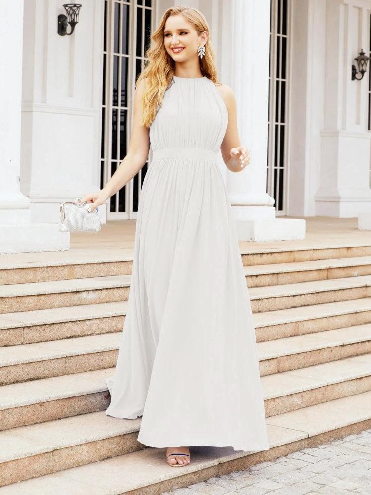 Numbersea Halter Bridesmaid Dress Empire Waist Formal Evening Prom Gown for Mother of The Bride 28030 by numbersea