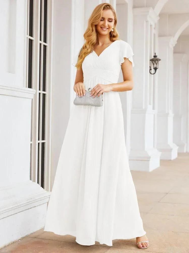 Numbersea Formal Prom Gowns for Mother of The Bride Cap Sleeves Bridesmaid Dress 28047 by numbersea