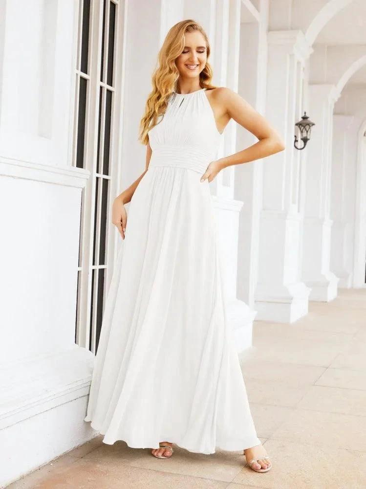 Numbersea Keyhole Bridesmaid Dresses Sleeveless Formal Evening Party Prom Gowns 28043 by numbersea