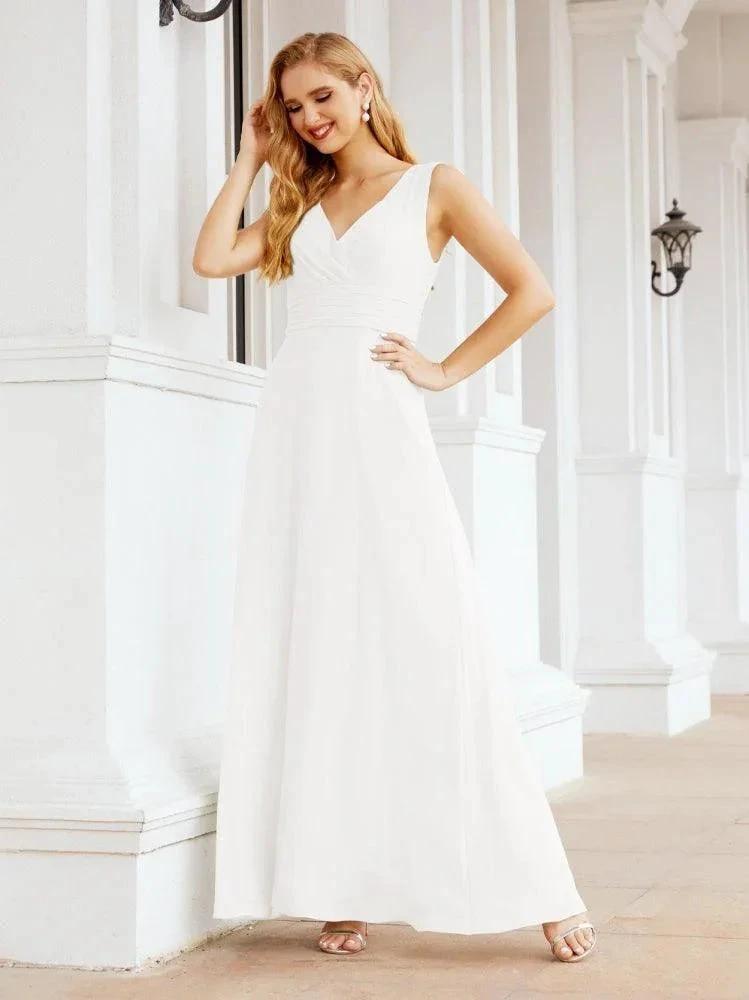 Formal Prom Gown Elegant V-Neck Sleeveless Bridesmaid Dresses for Wedding Party 28037 by numbersea