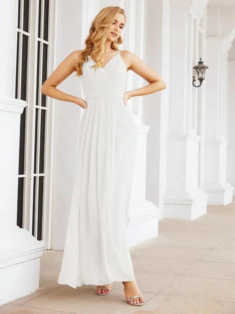 Numbersea Spaghetti Strap Bridesmaid Dresses V-Neck Long A-Line Formal Prom Gowns 28063 by numbersea