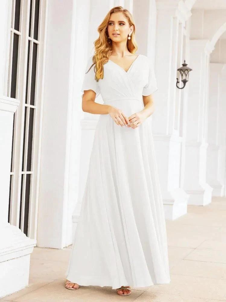 Numbersea Formal Prom Gowns for Mother of The Bride Short Sleeves Bridesmaid Dress 28049 by numbersea