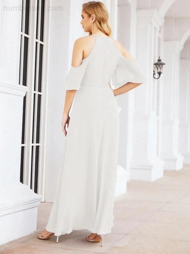 ZapDress Cold Shoulder Bridesmaid Dresses A-Line Long Formal Evening Gowns 28074 (ZD17048)