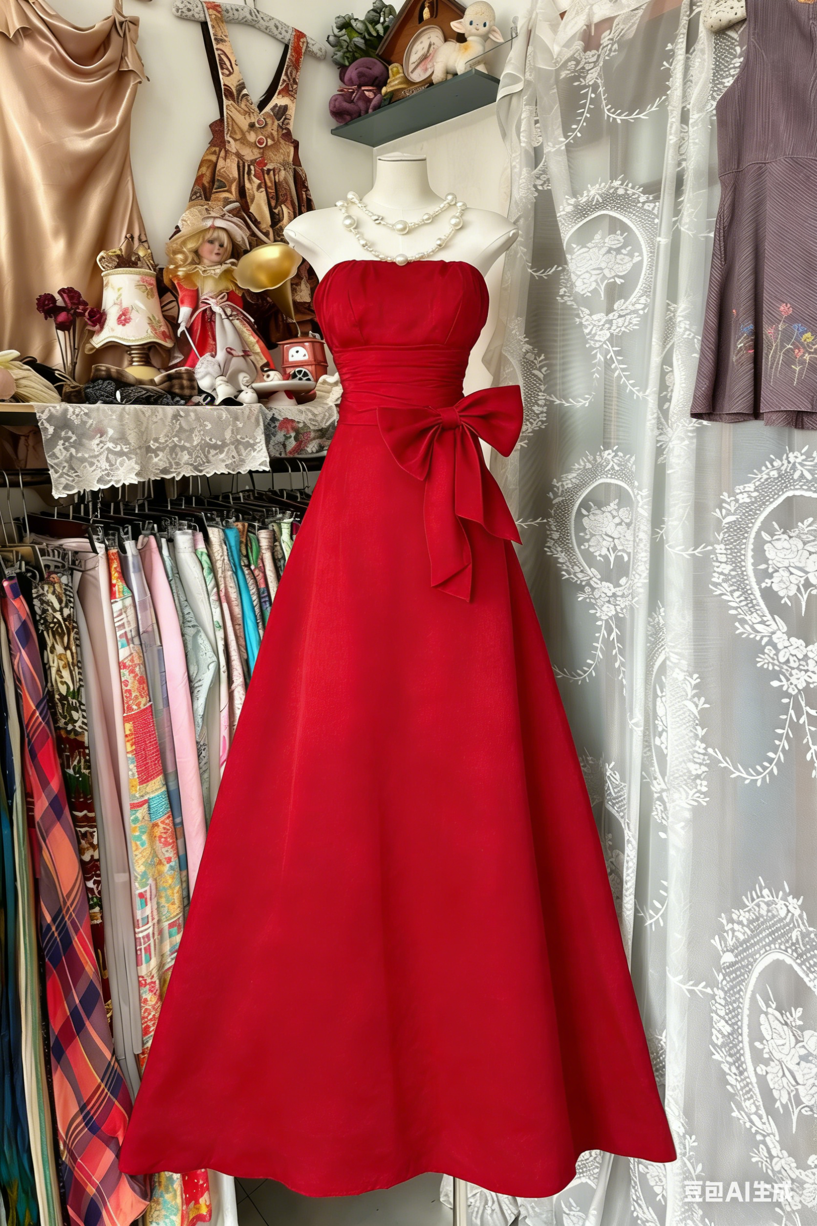 Elegant Navy Blue Strapless Satin Bow A-Line Long Wedding Guest Dress Party Dress - View 5 | FashionDia