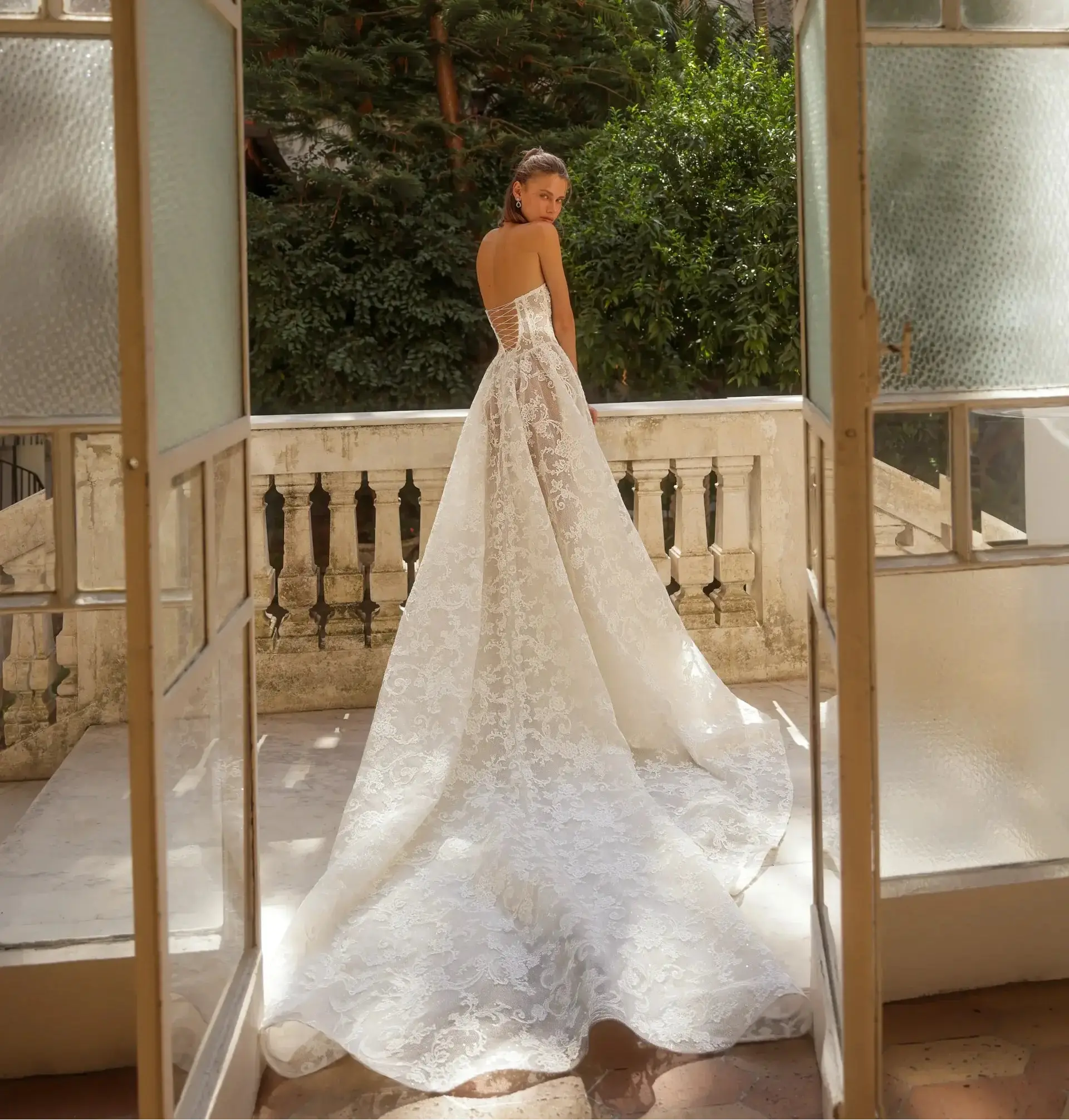 Bohemian Ivory Lace Sweetheart Neck High Slit Mermaid Wedding Dress ZP121