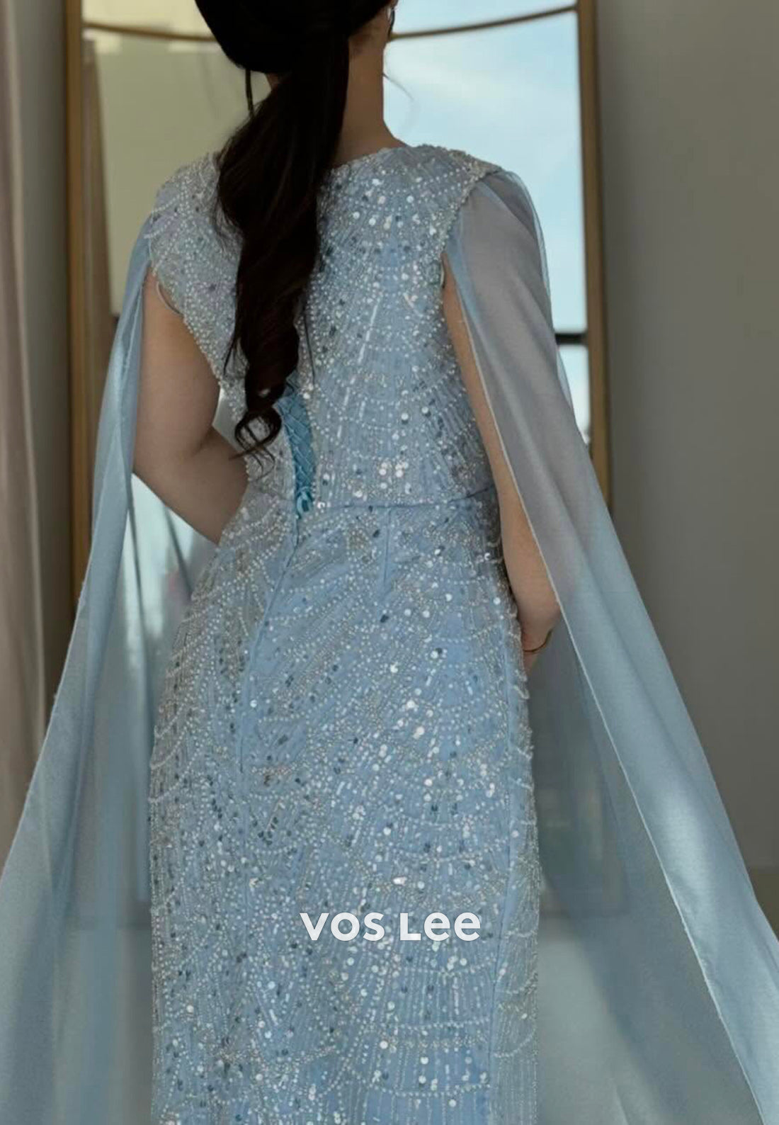 Elegant Scoop Column Floor-Length Beading Sequins Formal Evening Dresses