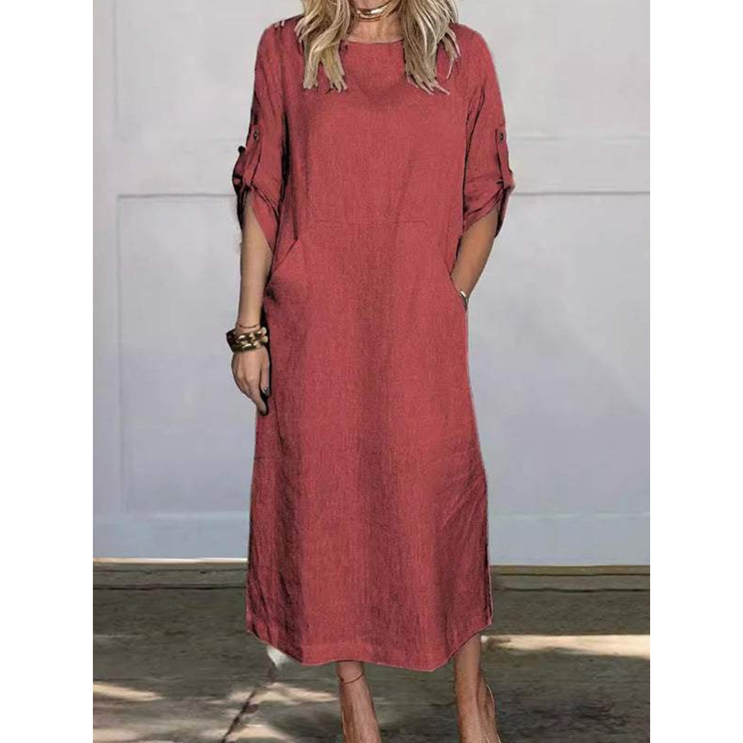 Luxe Selena Loose Midi Dress Elevated Occasion Wear