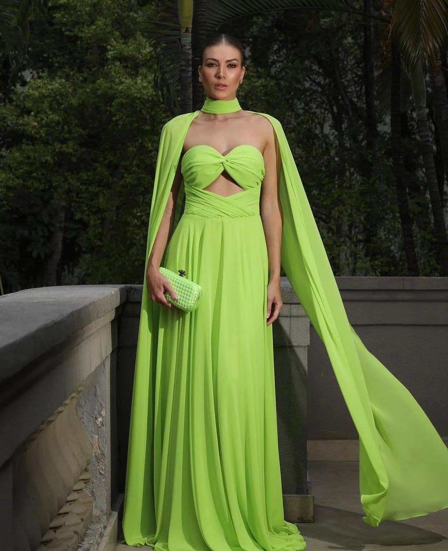 Modest Lavender Chiffon Prom Dress A-Line Long Cape Sleeves Ruched Floor Length Evening Dress vestidos de gala