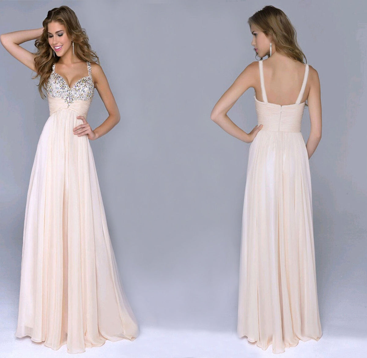 Popular Women Evening Dress Chiffon Sequin Sling Dress - View 2 | VelvetHem