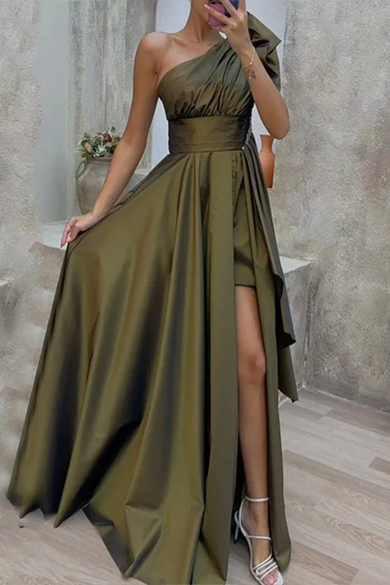 Elegant Formal Solid Slit Oblique Collar Evening Dress Dresses - VelvetHem