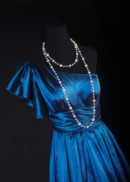 One Shoulder Royal Blue Long Prom Dress Satin Evening Dress J8664