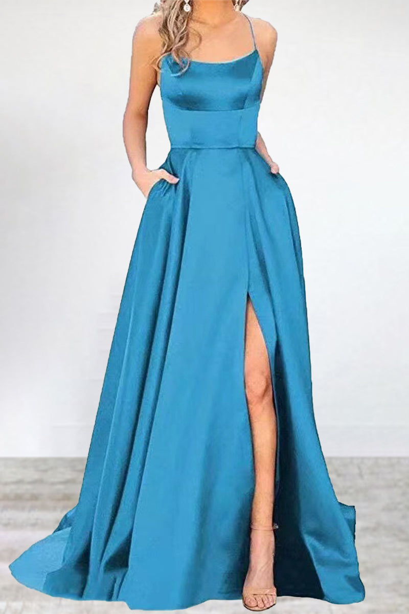 Sexy Formal Solid High Opening U Neck Evening Dress Dresses - View 13 | VelvetHem