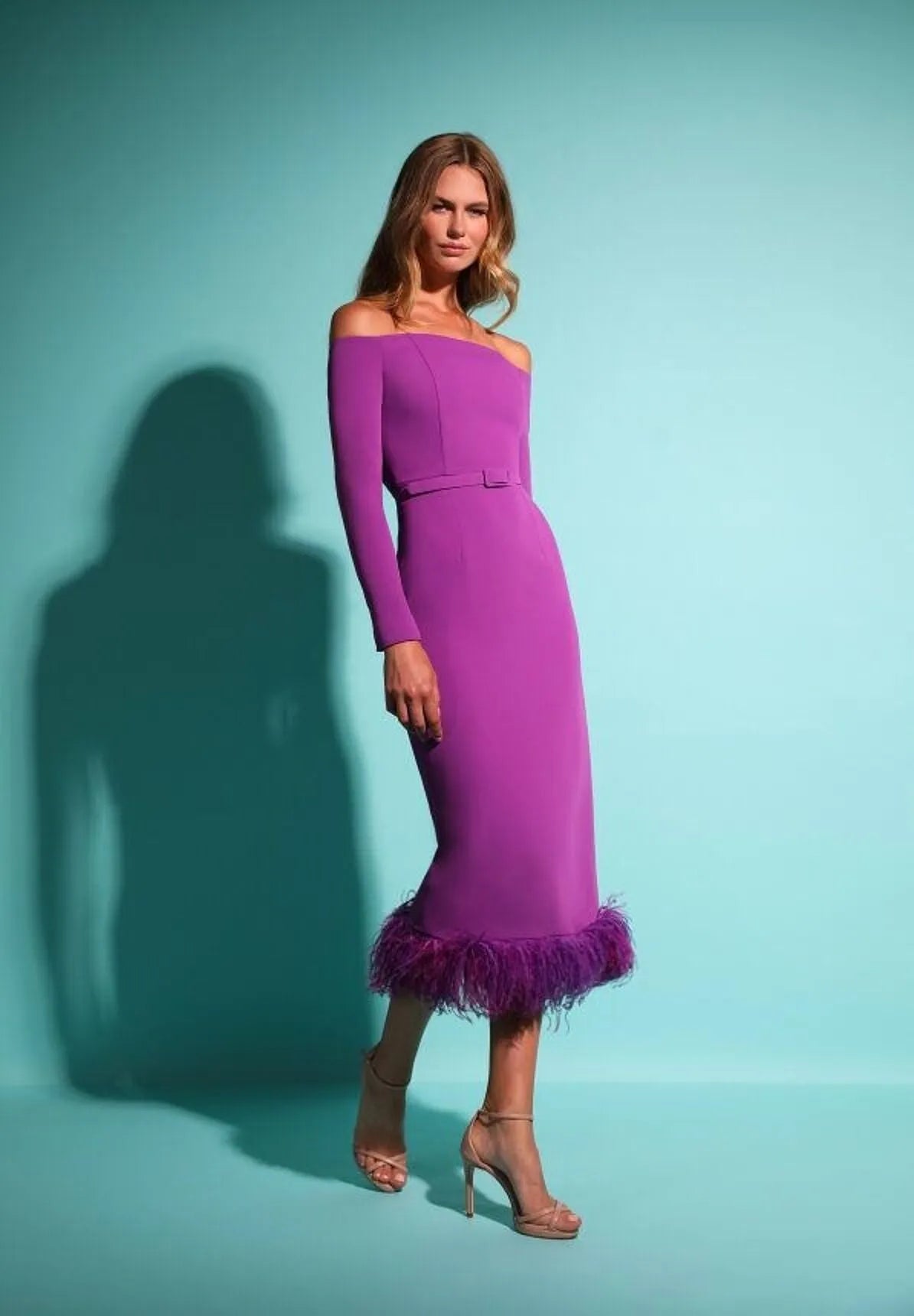 Fashion Purple Mermaid Prom Dress Satin Long Sleeves Sequineds Long Cape Floor Length Evening Dress vestido de gala