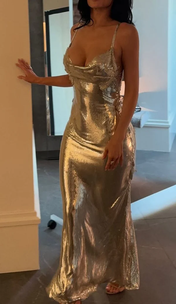 Sparkly Mermaid Spaghetti Straps Silver Sequin Long Prom Dresses Formal Dress