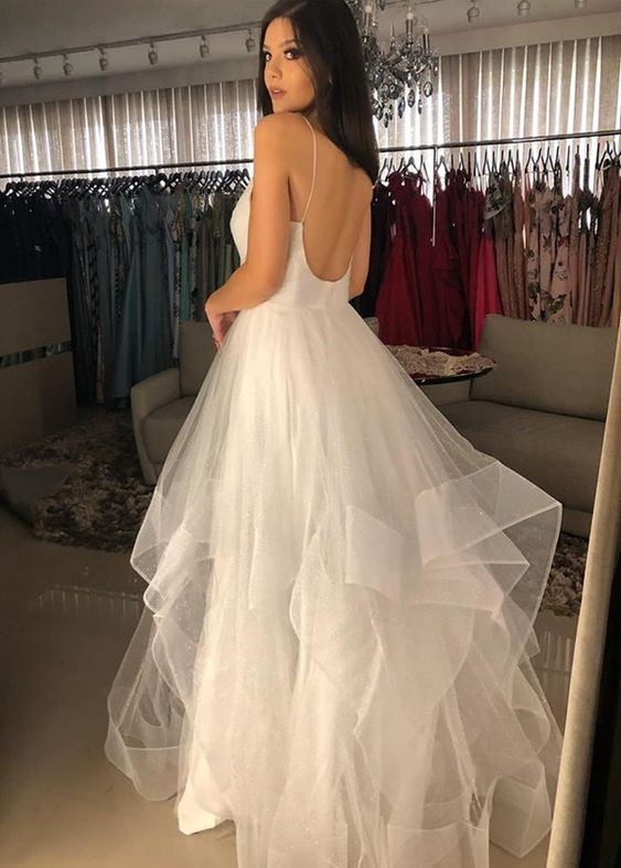 2023 Charming White Long Prom Dresses