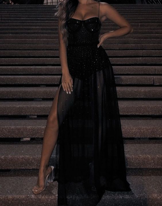 Black Long Prom Dresses Formal Evening Gowns