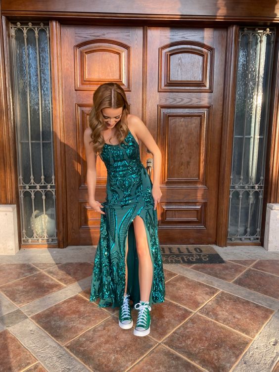 New arrive green prom dress Evening Gown Long Prom Dresses