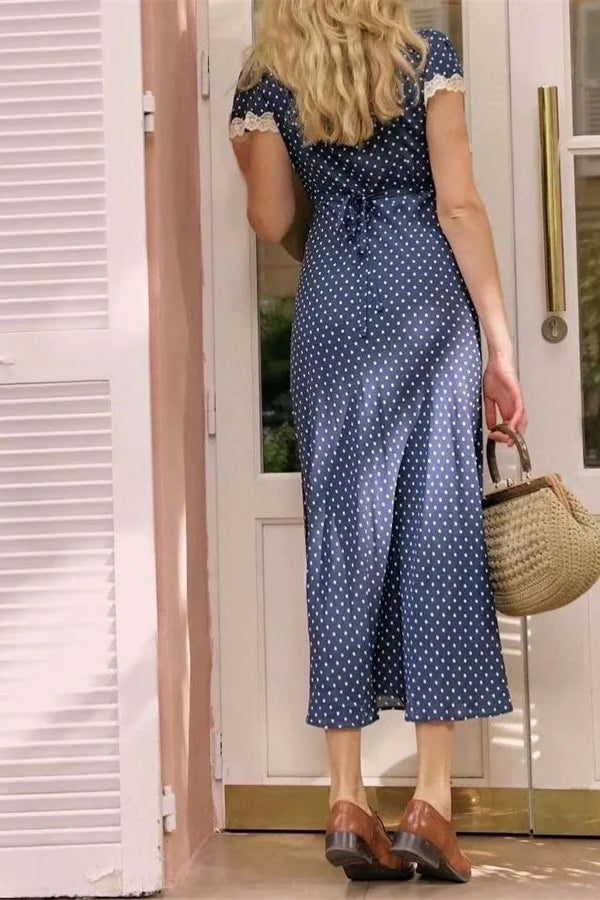 Polka Dot Lace Maxi Dress - View 4 | FashionDia