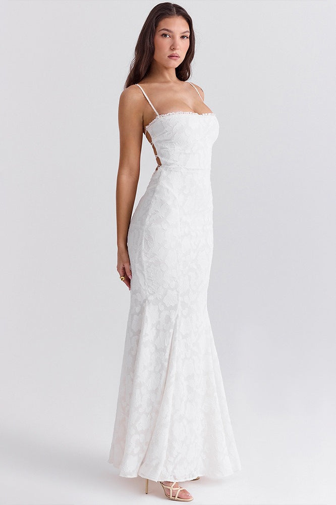 Sexy Spaghetti Strap Back Lace Up Formal Dress