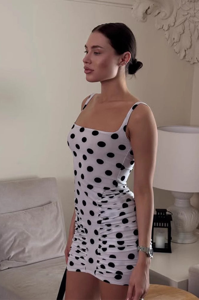 Fl Polka Dots Dress with Relaxed Fit and Comfort Fit Design