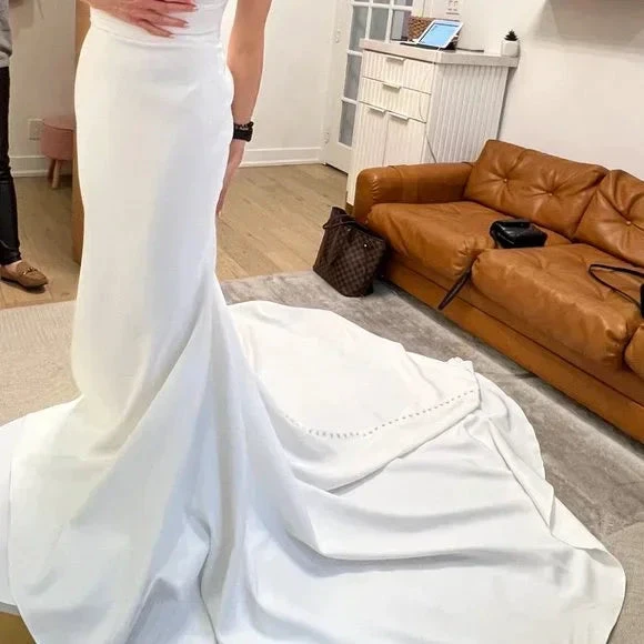 Charming White Strapless Wedding Dress,White Bridal Gown (ZD13720)