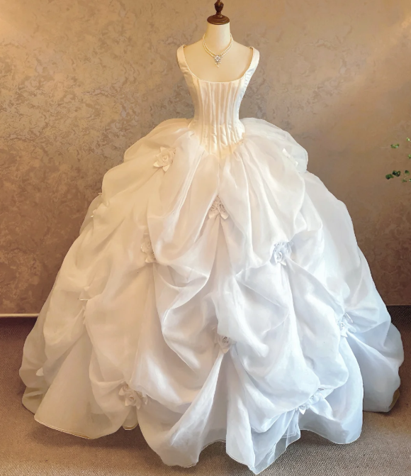 Ball Gown White Sweet 16 Birthday Dress Elegant Wedding Gowns - VelvetHem