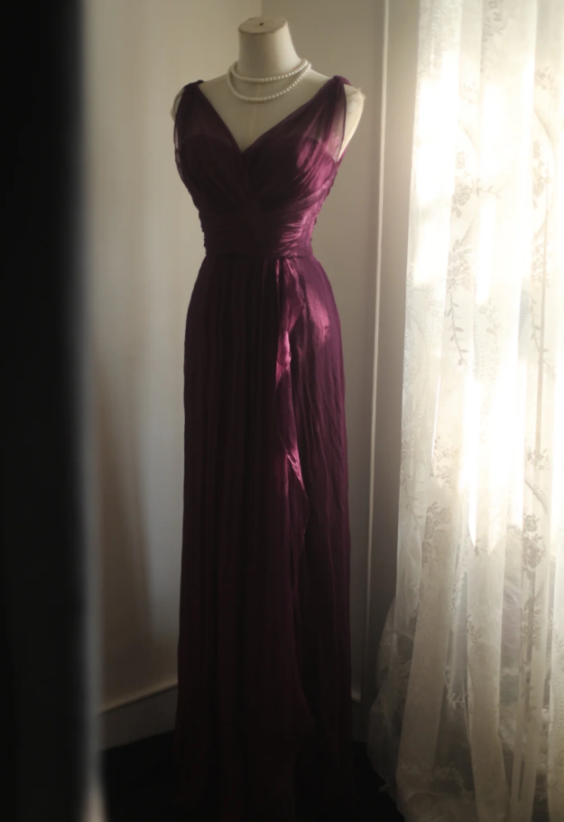 Charming Purple V-Neck Tulle Long Wedding Guest Dress Formal Evening & Prom Dress - View 2 | FashionDia
