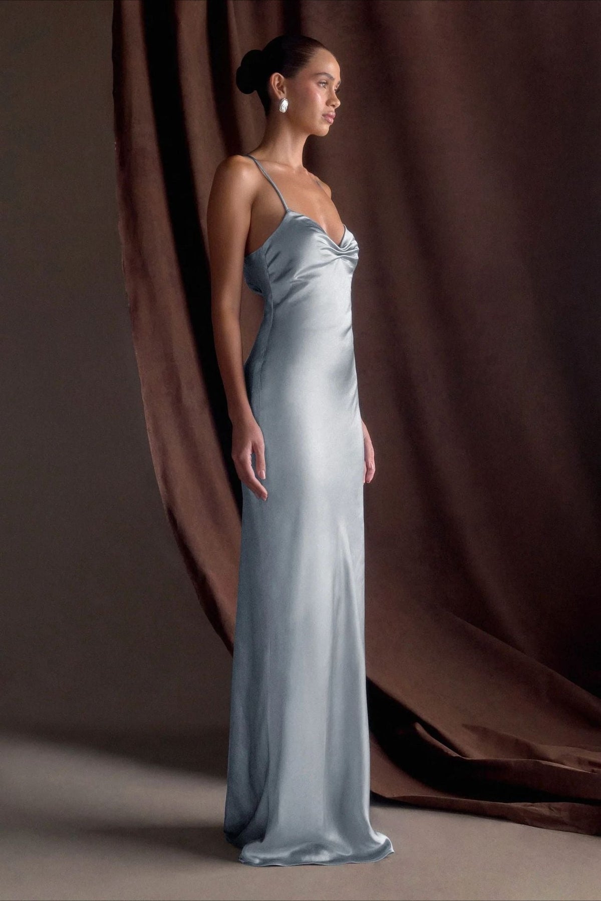 Draped Maxi Silk Dress - View 4 | VelvetHem