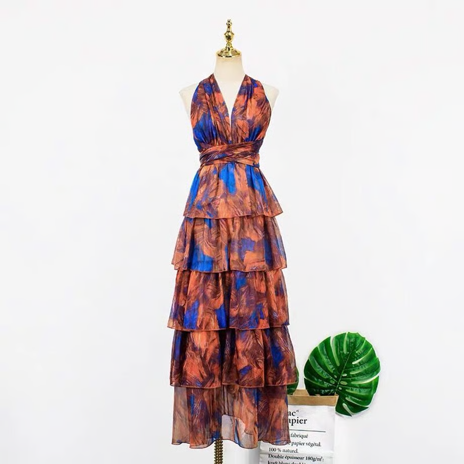 Halter neck prom dress, beach dress,seaside vacation dress,bohemian long dress - View 6 | FashionDia
