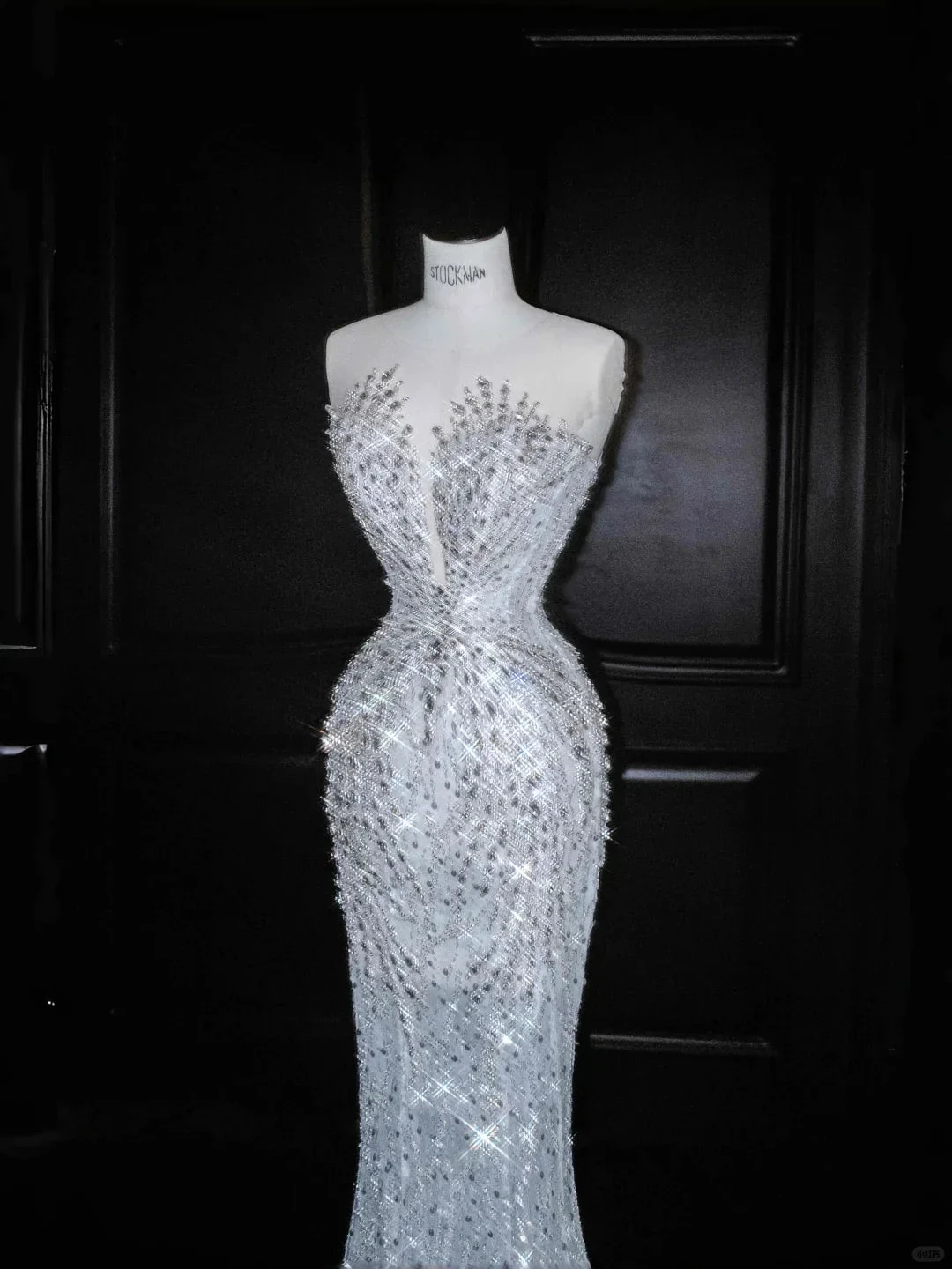 Romantic White Tulle Sequin Beaded Mermaid Wedding Dress,Long Prom Evening Dress (ZD13765)