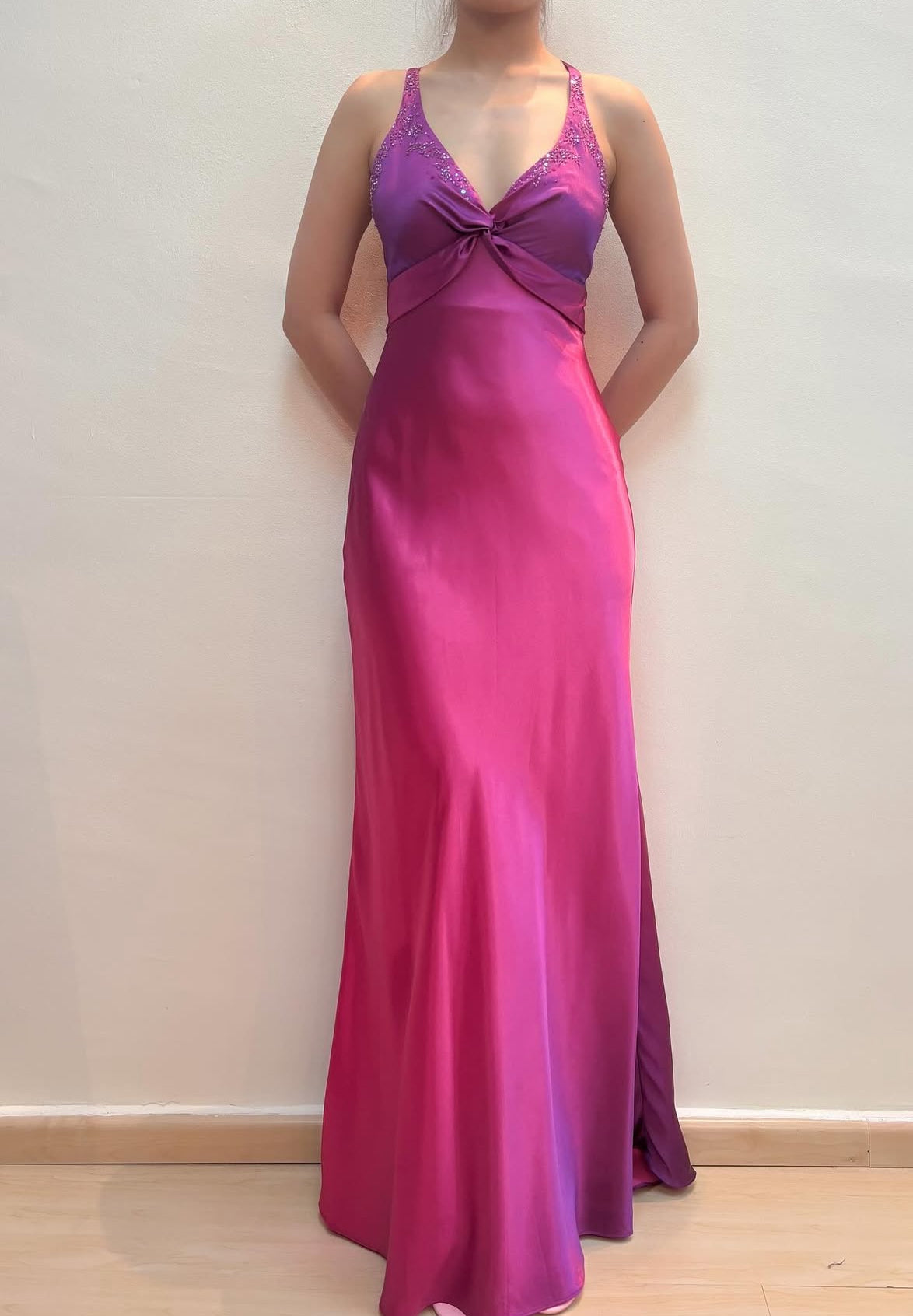 Beaded V Neck Long Prom Dress Backless Formal Party Dress J8571