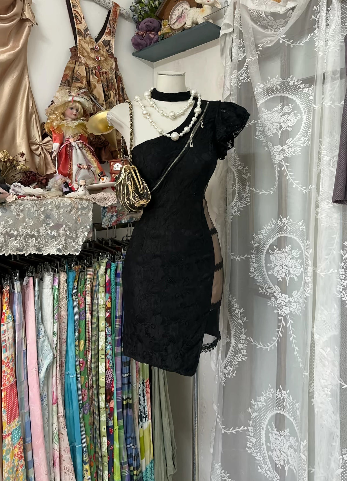 Black Sheath Short Lace Evening Dress Formal Party Gown