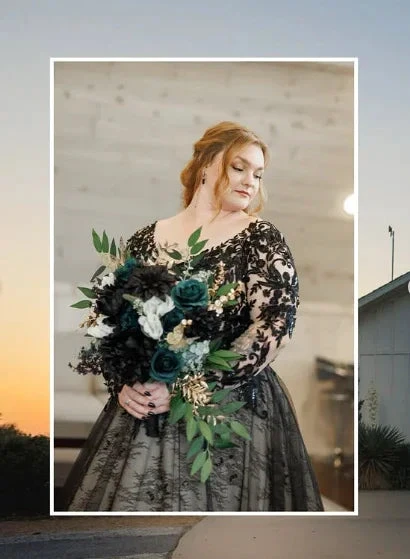 Glamorous Black Lace Wedding Dress,Gothic Bridal Gown (ZD13719)