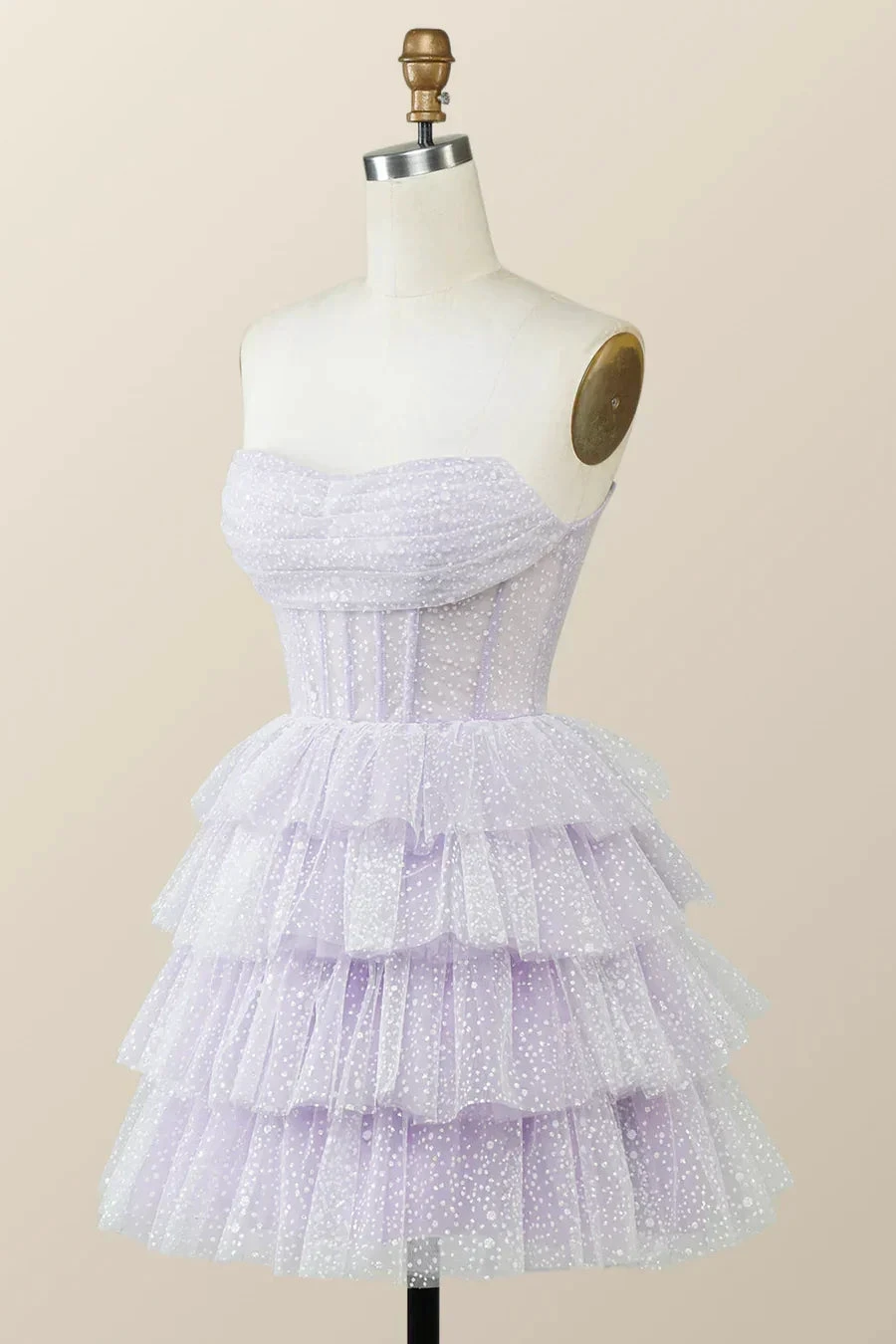 Lavender Strapless Cowl Neck Short A-line Homecoming Dress (ZD11928)