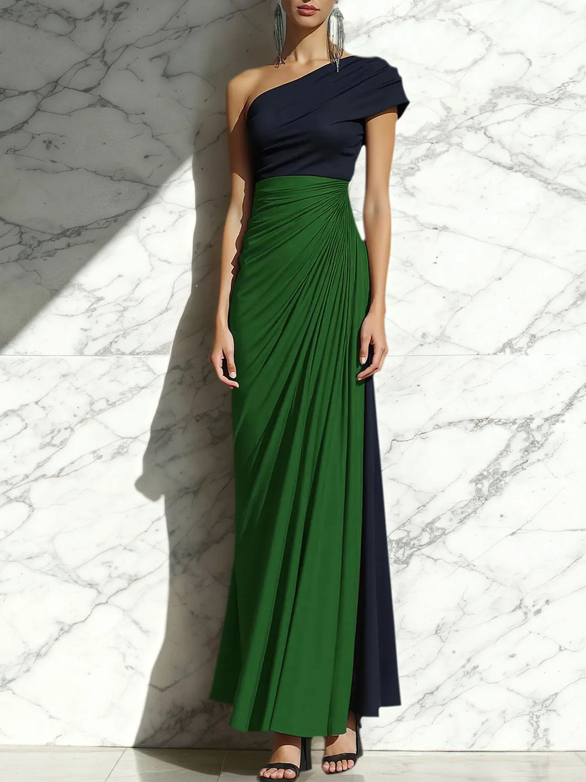Sheath One-Shoulder Ruched Maxi Formal Dress - View 4 | FashionDia