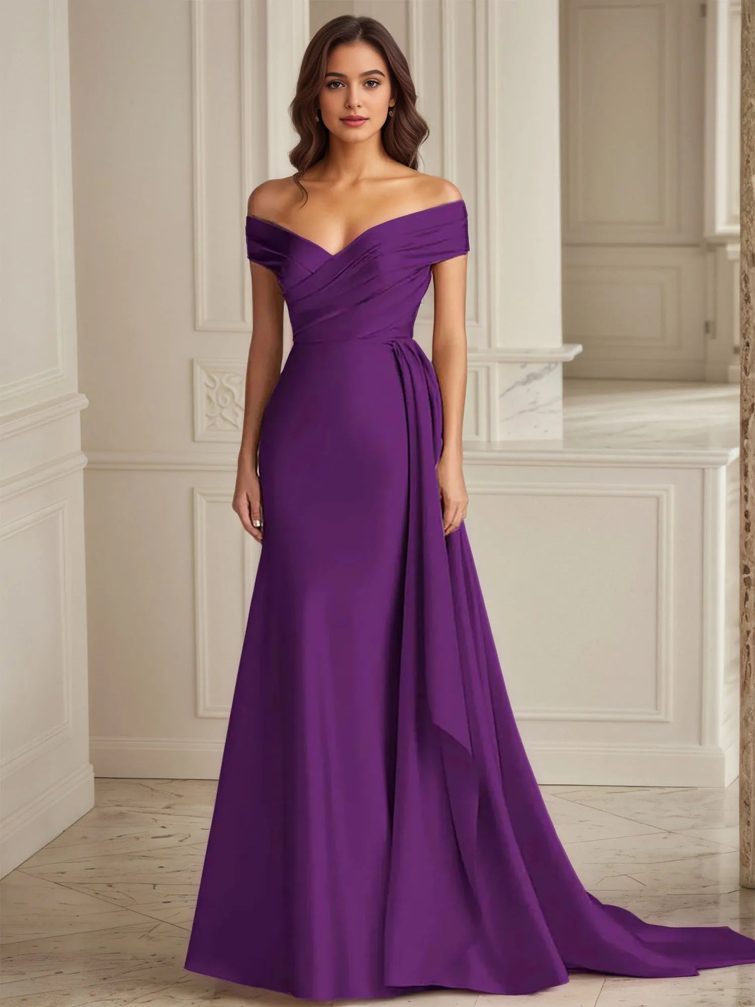 Trumpet/Mermaid Off The Shoulder Ruched Long Formal Dress