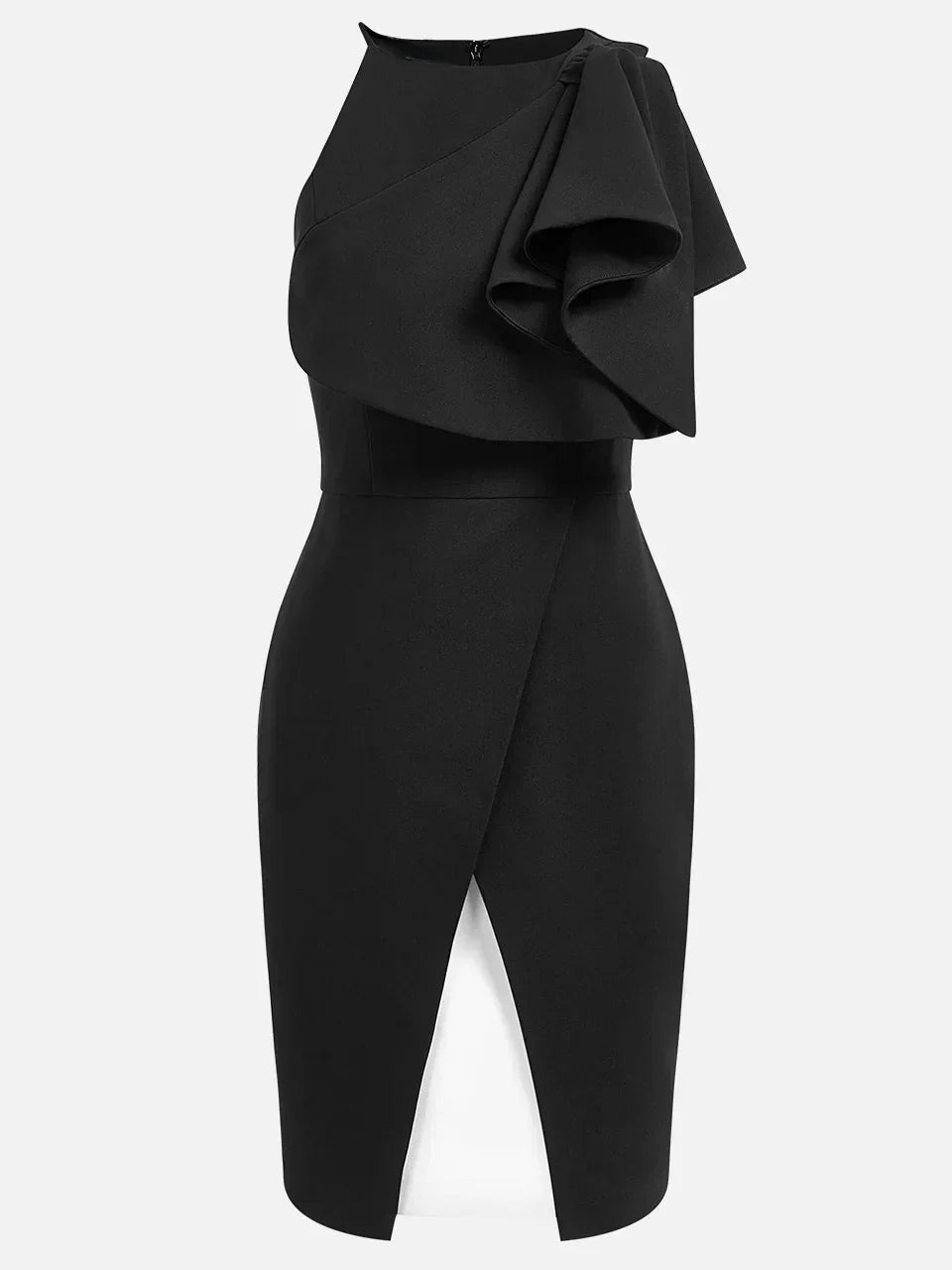 Black Halter Bow Sheath Mini Dress - View 4 | FashionDia