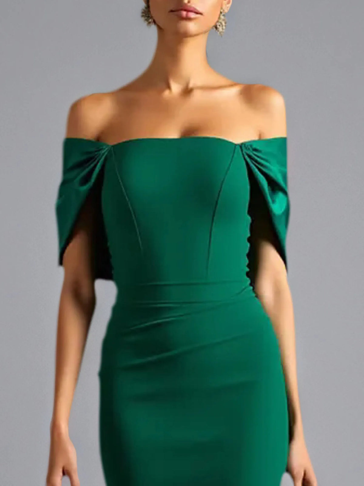Sheath/Column Off-the-Shoulder Long Formal Dress - View 3 | FashionDia