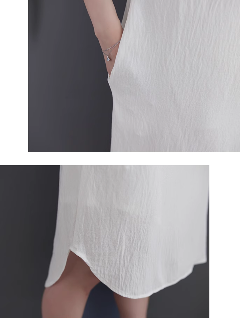 High Quality Solid Color Shirt Dress