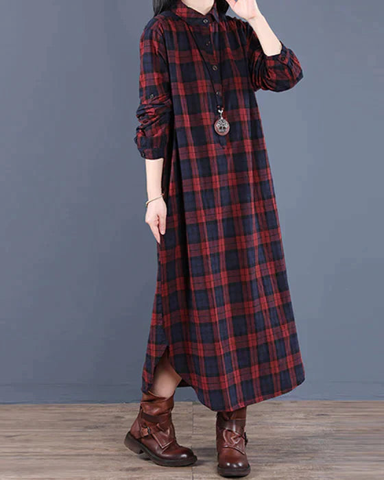 Esther Minimalist Dress Long Sleeve Checked Shirt Designer Edit