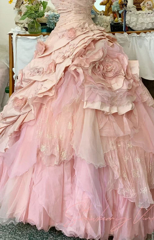 Pink A-Line Princess Quinceanera Dress Ball Gown Sweet 16 Dresses - View 7 | FashionDia
